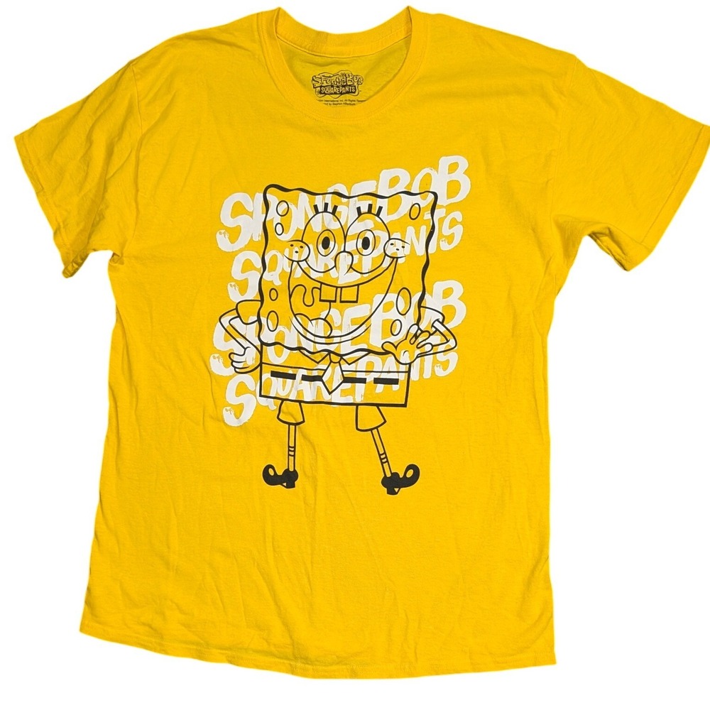 Nickelodeon SpongeBob SquarePants Yellow Graphic T-Shirt Mens Large 100% Cotton